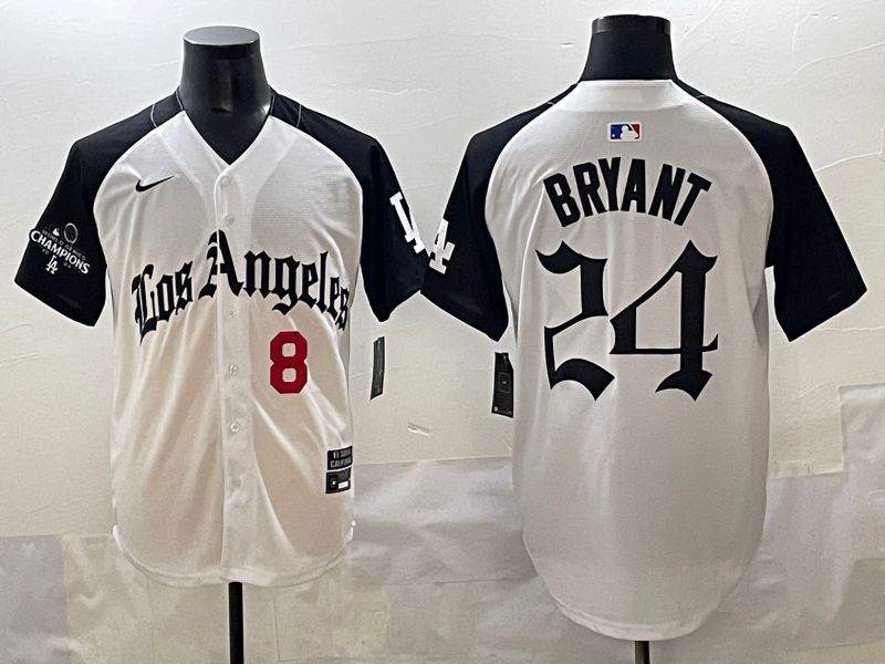 Men 2025 Los Angeles Dodgers #24 Bryant White black Five generations Joint Name Nike MLB Jersey style 5264